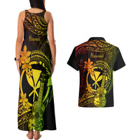Hawaii Couples Matching Tank Maxi Dress and Hawaiian Shirt Ukulele Mix Polynesian Plumeria Reggae Version LT14 - Polynesian Pride