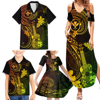 Hawaii Family Matching Summer Maxi Dress and Hawaiian Shirt Ukulele Mix Polynesian Plumeria Reggae Version LT14 - Polynesian Pride