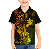 Hawaii Family Matching Summer Maxi Dress and Hawaiian Shirt Ukulele Mix Polynesian Plumeria Reggae Version LT14 Dad's Shirt - Long Sleeve Reggae - Polynesian Pride