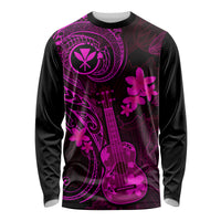 Hawaii Long Sleeve Shirt Ukulele Mix Polynesian Plumeria Pink Version LT14 Unisex Pink - Polynesian Pride
