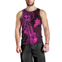 Hawaii Men Tank Top Ukulele Mix Polynesian Plumeria Pink Version LT14 - Polynesian Pride