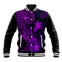 Hawaii Baseball Jacket Ukulele Mix Polynesian Plumeria Purple Version LT14 Unisex Purple - Polynesian Pride