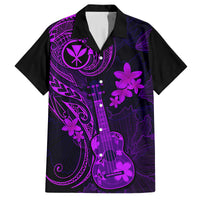 Hawaii Family Matching Puletasi Dress and Hawaiian Shirt Ukulele Mix Polynesian Plumeria Purple Version LT14 Dad's Shirt - Short Sleeve Purple - Polynesian Pride