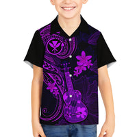 Hawaii Kid Hawaiian Shirt Ukulele Mix Polynesian Plumeria Purple Version LT14 - Polynesian Pride