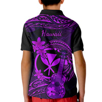 Hawaii Kid Polo Shirt Ukulele Mix Polynesian Plumeria Purple Version LT14 - Polynesian Pride