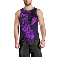 Hawaii Men Tank Top Ukulele Mix Polynesian Plumeria Purple Version LT14 - Polynesian Pride