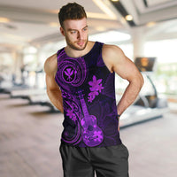 Hawaii Men Tank Top Ukulele Mix Polynesian Plumeria Purple Version LT14 - Polynesian Pride