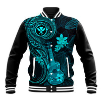 Hawaii Baseball Jacket Ukulele Mix Polynesian Plumeria Turquoise Version LT14 Unisex Turquoise - Polynesian Pride