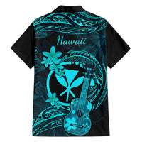 Hawaii Family Matching Summer Maxi Dress and Hawaiian Shirt Ukulele Mix Polynesian Plumeria Turquoise Version LT14 - Polynesian Pride