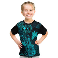 Hawaii Kid T Shirt Ukulele Mix Polynesian Plumeria Turquoise Version LT14 Turquoise - Polynesian Pride