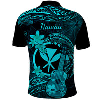 Hawaii Polo Shirt Ukulele Mix Polynesian Plumeria Turquoise Version LT14 - Polynesian Pride