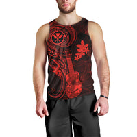 Hawaii Men Tank Top Ukulele Mix Polynesian Plumeria Red Version LT14 - Polynesian Pride