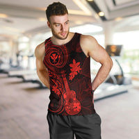 Hawaii Men Tank Top Ukulele Mix Polynesian Plumeria Red Version LT14 - Polynesian Pride
