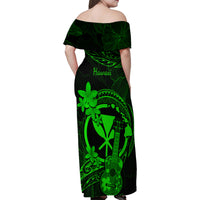 hawaii-family-matching-off-shoulder-maxi-dress-and-hawaiian-shirt-ukulele-mix-polynesian-plumeria-green-version