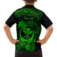 Hawaii Family Matching Summer Maxi Dress and Hawaiian Shirt Ukulele Mix Polynesian Plumeria Green Version LT14 - Polynesian Pride