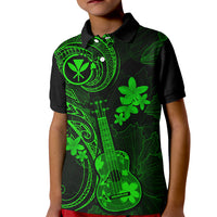 Hawaii Kid Polo Shirt Ukulele Mix Polynesian Plumeria Green Version LT14 Kid Green - Polynesian Pride