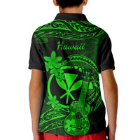 Hawaii Kid Polo Shirt Ukulele Mix Polynesian Plumeria Green Version LT14 - Polynesian Pride