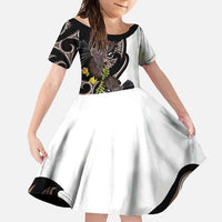 New Zealand Valentines Day Family Matching Off Shoulder Maxi Dress and Hawaiian Shirt Piwakawaka Lovers Maori Koru Tattoo - Polynesian Pride