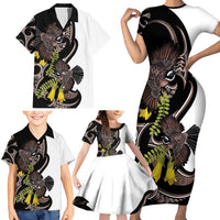 New Zealand Valentines Day Family Matching Short Sleeve Bodycon Dress and Hawaiian Shirt Piwakawaka Lovers Maori Koru Tattoo - Polynesian Pride