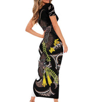 New Zealand Valentines Day Family Matching Short Sleeve Bodycon Dress and Hawaiian Shirt Piwakawaka Lovers Maori Koru Tattoo - Polynesian Pride