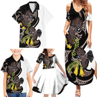 New Zealand Valentines Day Family Matching Summer Maxi Dress and Hawaiian Shirt Piwakawaka Lovers Maori Koru Tattoo - Polynesian Pride