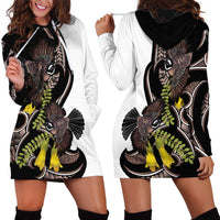 New Zealand Valentines Day Hoodie Dress Piwakawaka Lovers Maori Koru Tattoo - Polynesian Pride