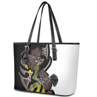 New Zealand Valentines Day Leather Tote Bag Piwakawaka Lovers Maori Koru Tattoo - Polynesian Pride