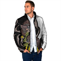 New Zealand Valentines Day Padded Jacket Piwakawaka Lovers Maori Koru Tattoo - Polynesian Pride
