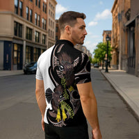 New Zealand Valentines Day Zipper Polo Shirt Piwakawaka Lovers Maori Koru Tattoo - Polynesian Pride