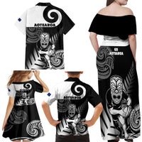 New Zealand Silver Fern Rugby Family Matching Off Shoulder Maxi Dress and Hawaiian Shirt Go Champions NZ All Black Maori Koru LT14 - Polynesian Pride