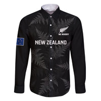 Custom New Zealand Silver Fern Rugby Family Matching Puletasi Dress and Hawaiian Shirt 2023 Go Aotearoa Champions World Cup LT14 Dad's Shirt - Long Sleeve Black - Polynesian Pride