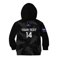 Personalised New Zealand Silver Fern Rugby Kid Hoodie 2023 Go Aotearoa World Cup LT14 Zip Hoodie Black - Polynesian Pride