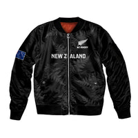 Custom New Zealand Silver Fern Rugby Sleeve Zip Bomber Jacket 2023 Go Aotearoa Champions World Cup LT14 Unisex Black - Polynesian Pride