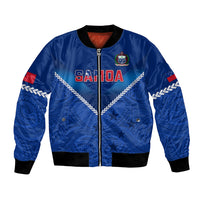 Custom Samoa Rugby Bomber Jacket 2023 Go Manu Samoa LT14 Unisex Blue - Polynesian Pride