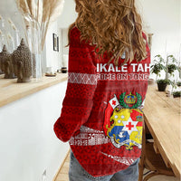 Tonga Rugby Women Casual Shirt 2023 Ikale Tahi Tongan Ngatu Pattern LT14 - Polynesian Pride