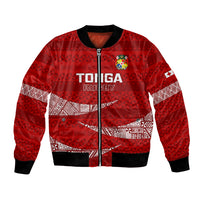 Custom Tonga Rugby Bomber Jacket 2023 Ikale Tahi Tongan Ngatu Pattern LT14 Unisex Red - Polynesian Pride