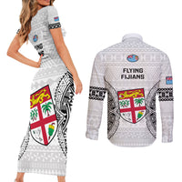 Fiji Rugby Couples Matching Short Sleeve Bodycon Dress and Long Sleeve Button Shirts 2023 Go Champions World Cup Fijian Tapa Pattern LT14 - Polynesian Pride