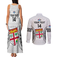 Custom Fiji Rugby Couples Matching Tank Maxi Dress and Long Sleeve Button Shirts 2023 Go Champions World Cup Fijian Tapa Pattern LT14 - Polynesian Pride