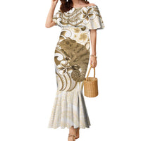 Brown And White Hawaii Chameleon Mermaid Dress Plumeria Polynesian Tribal Art LT14 Women Brown - Polynesian Pride