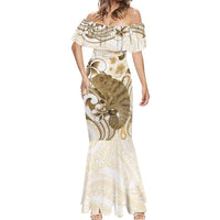 Brown And White Hawaii Chameleon Mermaid Dress Plumeria Polynesian Tribal Art LT14 - Polynesian Pride
