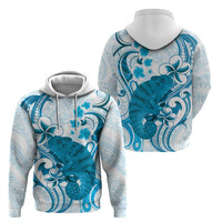 Cyan And White Hawaii Chameleon Zip Hoodie Plumeria Polynesian Tribal Art LT14 - Polynesian Pride
