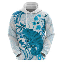 Cyan And White Hawaii Chameleon Zip Hoodie Plumeria Polynesian Tribal Art LT14 - Polynesian Pride