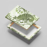 Green And White Hawaii Chameleon Canvas Wall Art Plumeria Polynesian Tribal Art