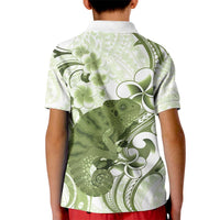 Green And White Hawaii Chameleon Kid Polo Shirt Plumeria Polynesian Tribal Art LT14 - Polynesian Pride