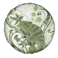 Green And White Hawaii Chameleon Spare Tire Cover Plumeria Polynesian Tribal Art