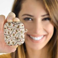 Beige Palaka Hawaii Mele Kalikimaka AirPods Case Ohia Lehua Shell Leis Funny Gingerbread Santa LT14 - Polynesian Pride