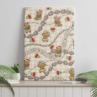 Beige Palaka Hawaii Mele Kalikimaka Canvas Wall Art Ohia Lehua Shell Leis Funny Gingerbread Santa - Polynesian Pride