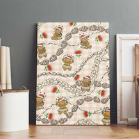 Beige Palaka Hawaii Mele Kalikimaka Canvas Wall Art Ohia Lehua Shell Leis Funny Gingerbread Santa - Polynesian Pride