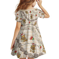 Beige Palaka Hawaii Mele Kalikimaka Family Matching Off Shoulder Maxi Dress and Hawaiian Shirt Ohia Lehua Shell Leis Funny Gingerbread Santa - Polynesian Pride