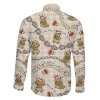Beige Palaka Hawaii Mele Kalikimaka Family Matching Tank Maxi Dress and Hawaiian Shirt Ohia Lehua Shell Leis Funny Gingerbread Santa LT14 - Polynesian Pride